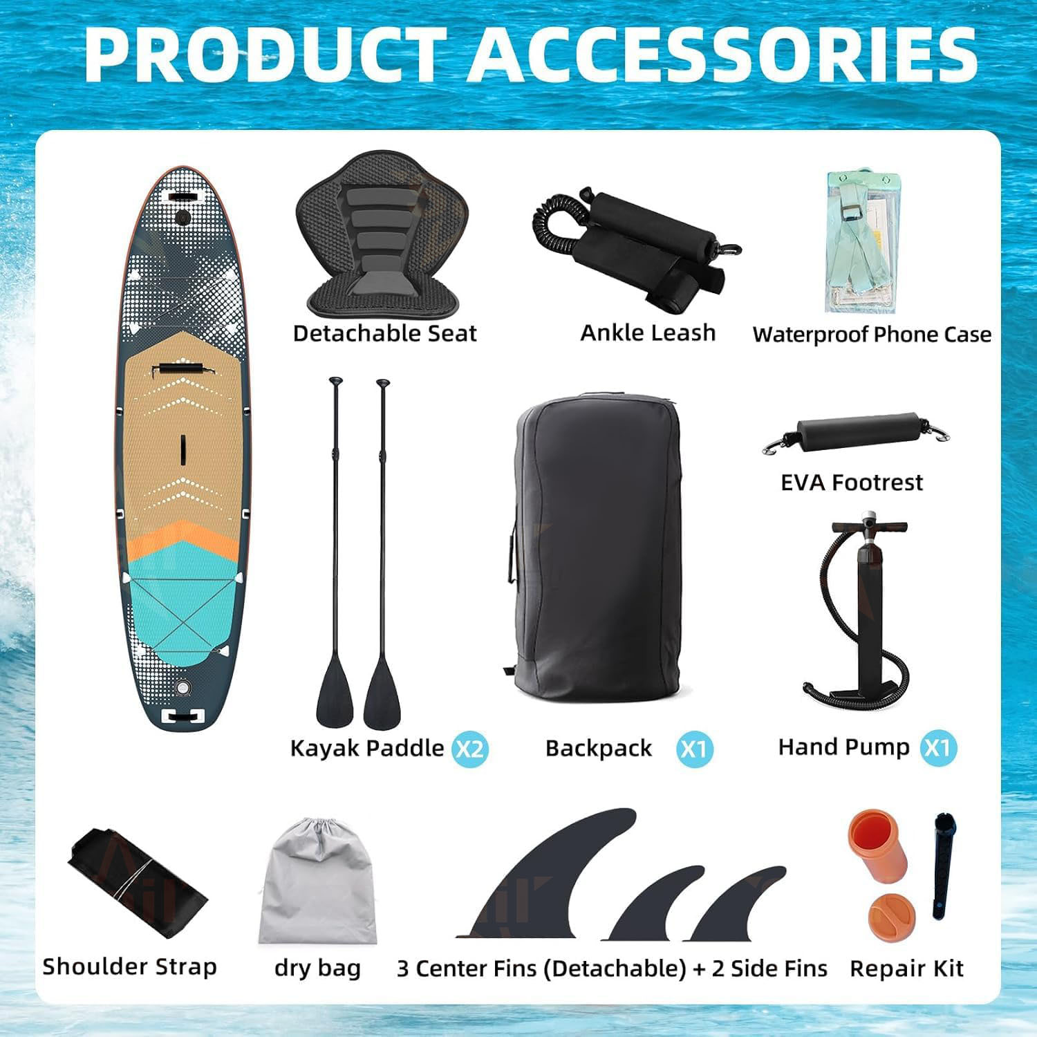 多目的インフレータブルスタンドアップパドルボード（SUP）コ - Fishing Backpack のレビューと価格