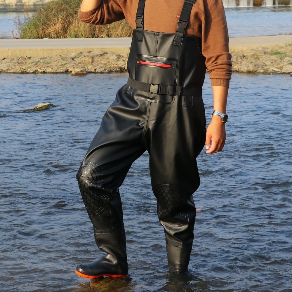 便利なPVC釣り用スーツ、二重膝パッド付き厚手デザインオーバ - Fishing Pants Waterproof のレビューと価格